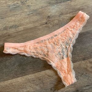 VS Vintage peachy neon All Over Lace Thong Panty